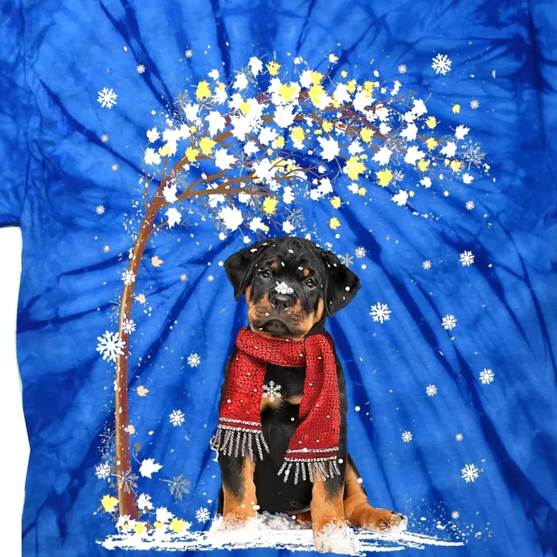 Rottweiler Dog Tree Christmas Snow Pajama Xmas Dog Lover Gift Tie-Dye T-Shirt