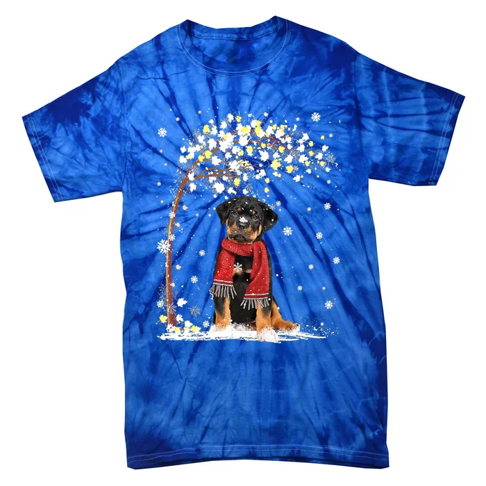 Rottweiler Dog Tree Christmas Snow Pajama Xmas Dog Lover Gift Tie-Dye T-Shirt