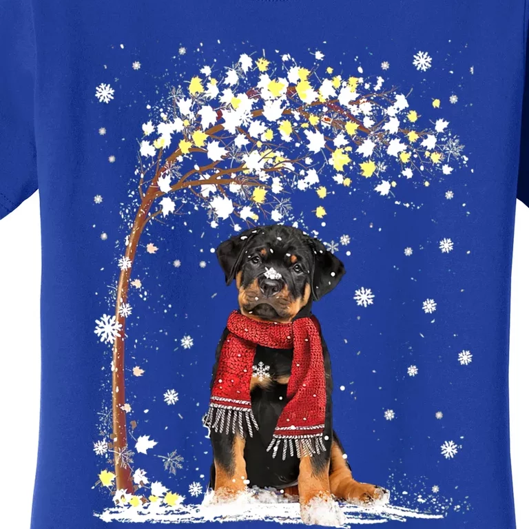 Rottweiler Dog Tree Christmas Snow Pajama Xmas Dog Lover Gift Women's T-Shirt