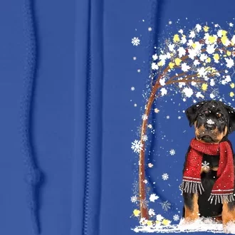 Rottweiler Dog Tree Christmas Snow Pajama Xmas Dog Lover Gift Full Zip Hoodie