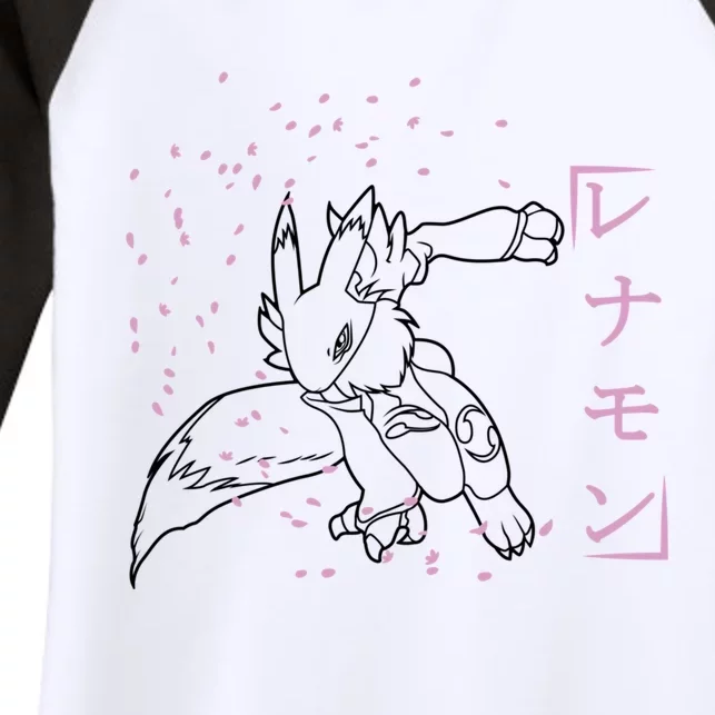 Renamon Digimon Tamers Women's Tri-Blend 3/4-Sleeve Raglan Shirt