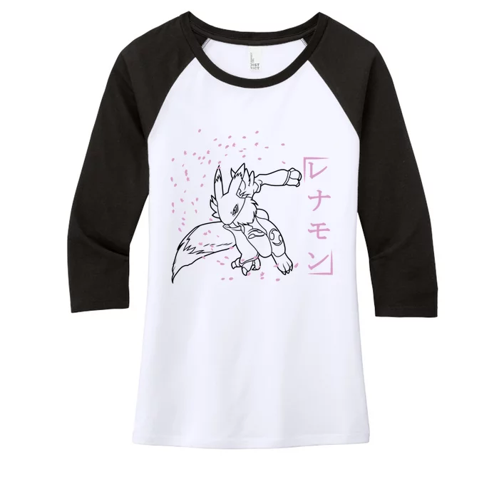 Renamon Digimon Tamers Women's Tri-Blend 3/4-Sleeve Raglan Shirt