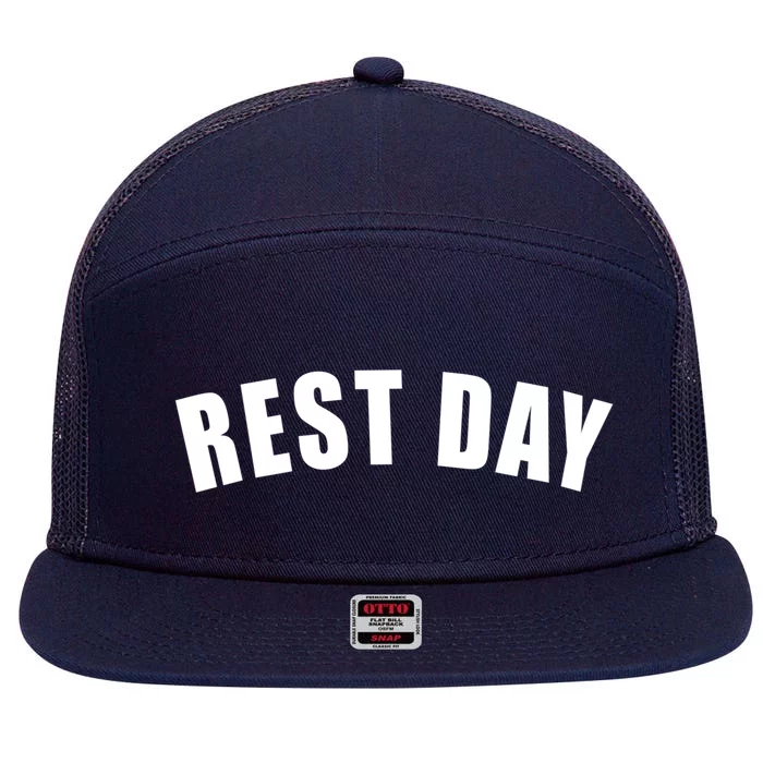 Rest Day Triathlon Sport Swim Bike Running Training Gift 7 Panel Mesh Trucker Snapback Hat