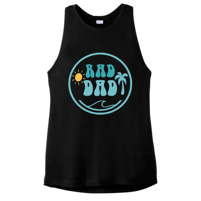 Rad Dad The Big One 1st Birthday Surf Family Ladies Tri-Blend Wicking Tank