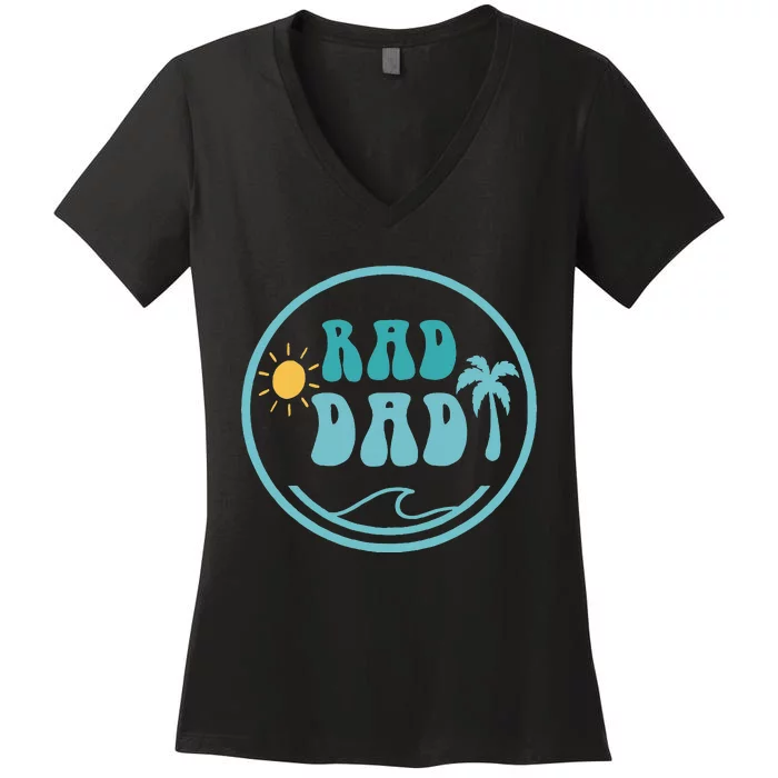 Rad Dad The Big One 1st Birthday Surf Family Women's V-Neck T-Shirt