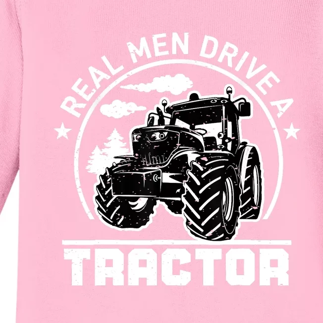 Real Drive Tractor Funny Farm Tractors Enthusiast Outfit Baby Long Sleeve Bodysuit