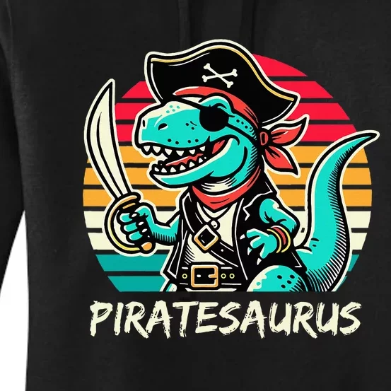 Retro Dinosaur T Rex Pirate Costume Piratesaurus Women's Pullover Hoodie