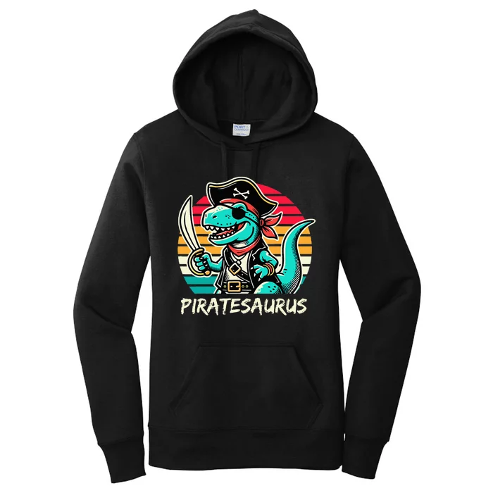 Retro Dinosaur T Rex Pirate Costume Piratesaurus Women's Pullover Hoodie