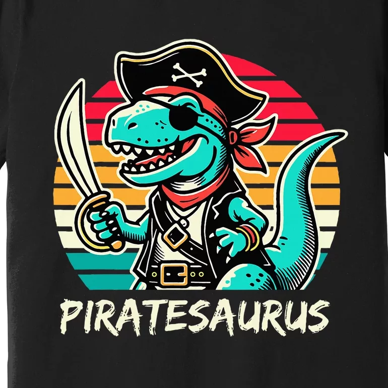 Retro Dinosaur T Rex Pirate Costume Piratesaurus Premium T-Shirt