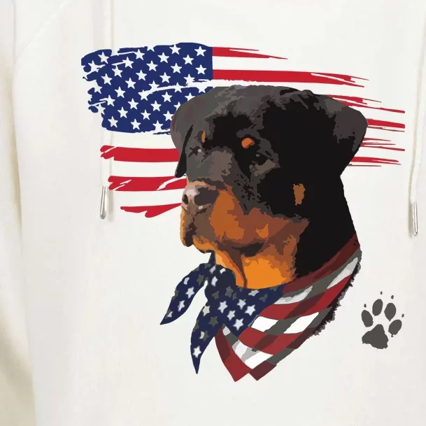 Rottweiler Dog USA American Flag Awesome Cool Womens Funnel Neck Pullover Hood