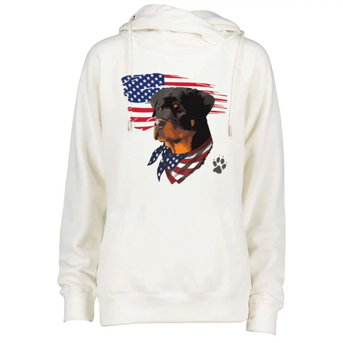 Rottweiler Dog USA American Flag Awesome Cool Womens Funnel Neck Pullover Hood