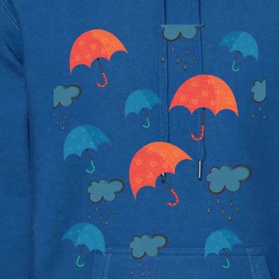 Rainy Day Umbrellas And Rain Clouds Cute Gift Premium Hoodie