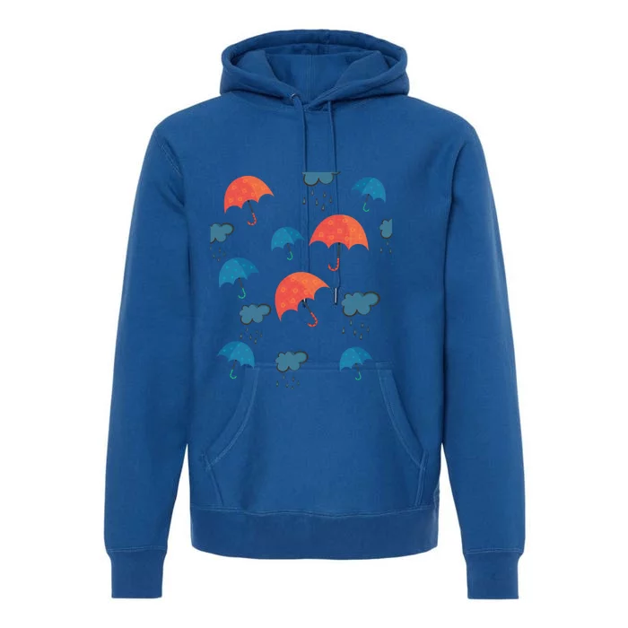 Rainy Day Umbrellas And Rain Clouds Cute Gift Premium Hoodie