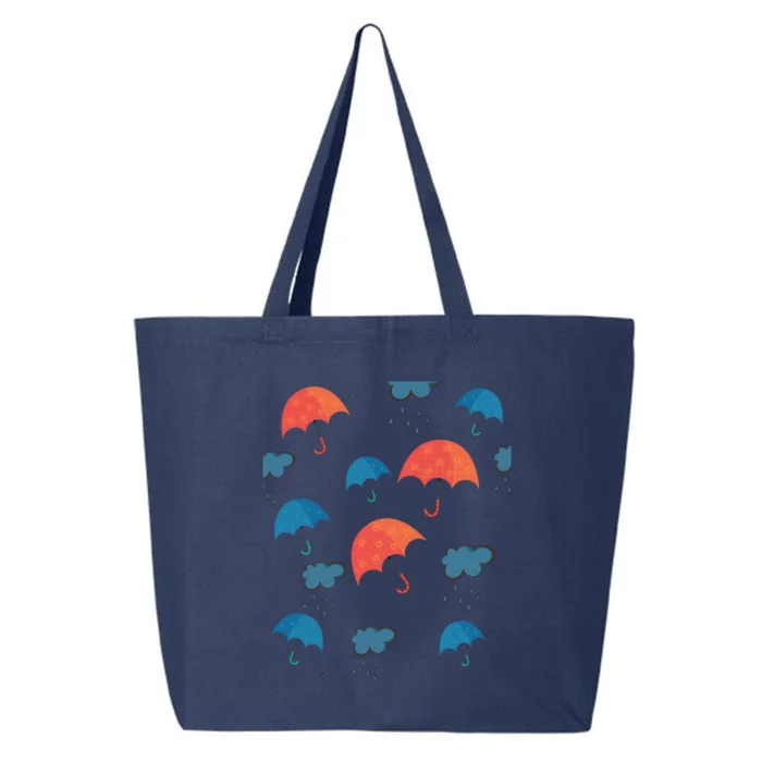 Rainy Day Umbrellas And Rain Clouds Cute Gift 25L Jumbo Tote