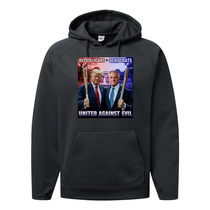 Republican Democrats United Against Evil Trump Kennedy Performance Fleece Hoodie