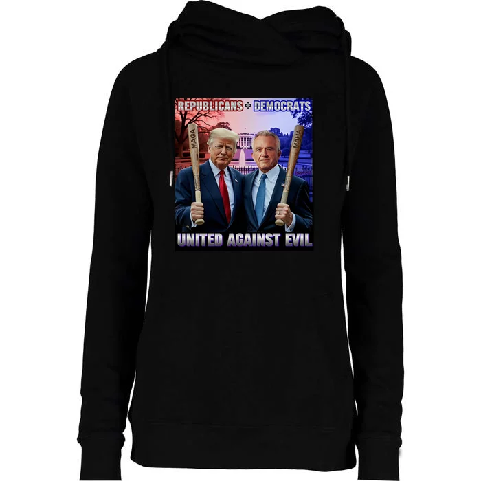 Republican Democrats United Against Evil Trump Kennedy Womens Funnel Neck Pullover Hood