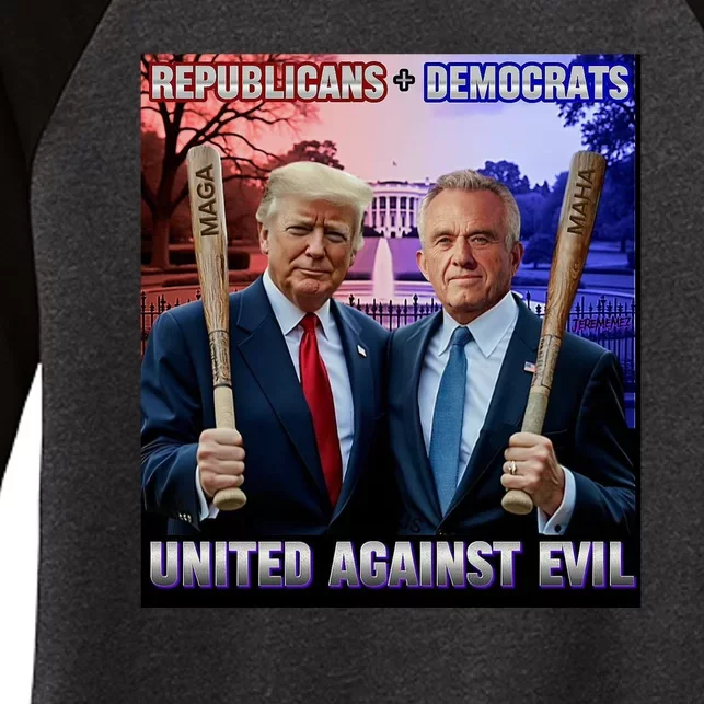 Republican Democrats United Against Evil Trump Kennedy Women's Tri-Blend 3/4-Sleeve Raglan Shirt