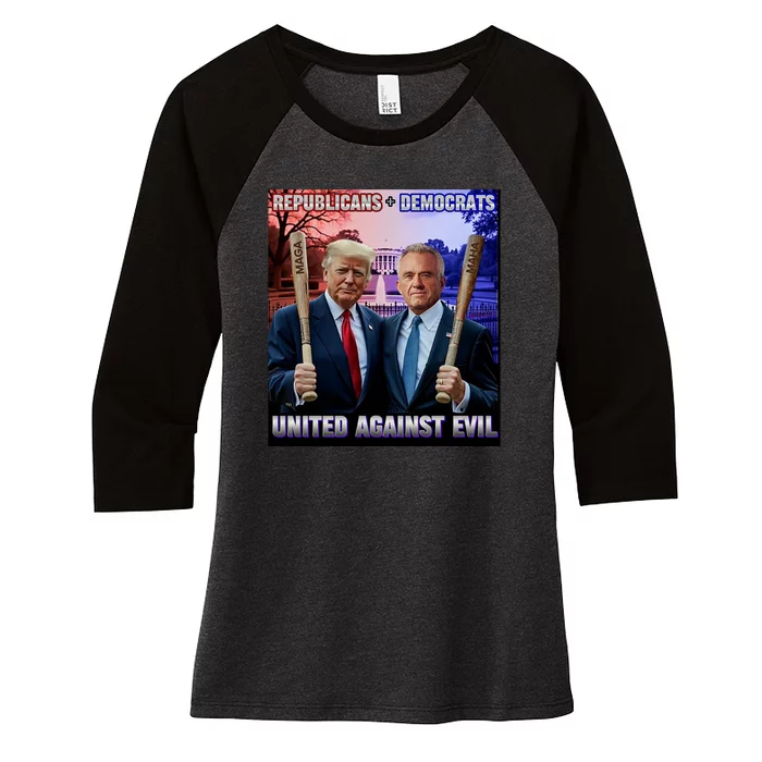 Republican Democrats United Against Evil Trump Kennedy Women's Tri-Blend 3/4-Sleeve Raglan Shirt