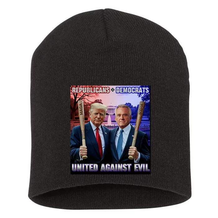 Republican Democrats United Against Evil Trump Kennedy Short Acrylic Beanie