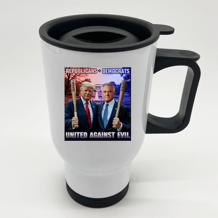 Republican Democrats United Against Evil Trump Kennedy Front & Back Stainless Steel Travel Mug