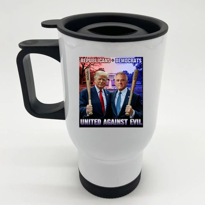 Republican Democrats United Against Evil Trump Kennedy Front & Back Stainless Steel Travel Mug