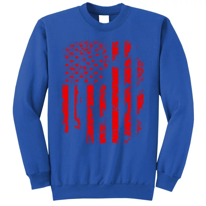 Red Distressed Usa Flag Gift Tall Sweatshirt