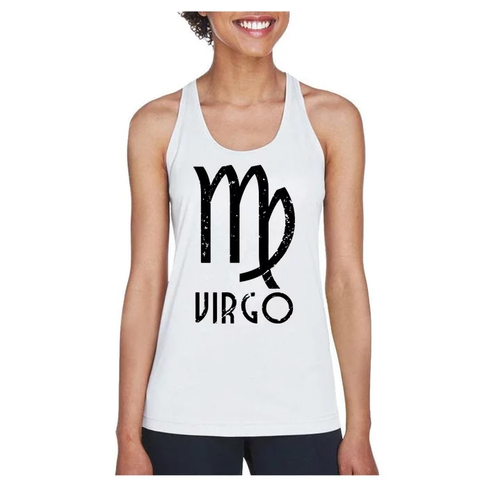 Retro Distressed Virgo Zodiac Sign Birthday Gift Women's Racerback Tank