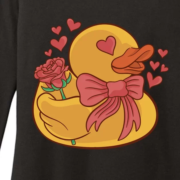 Rubber Duck Valentines Day Rose Cute Womens CVC Long Sleeve Shirt