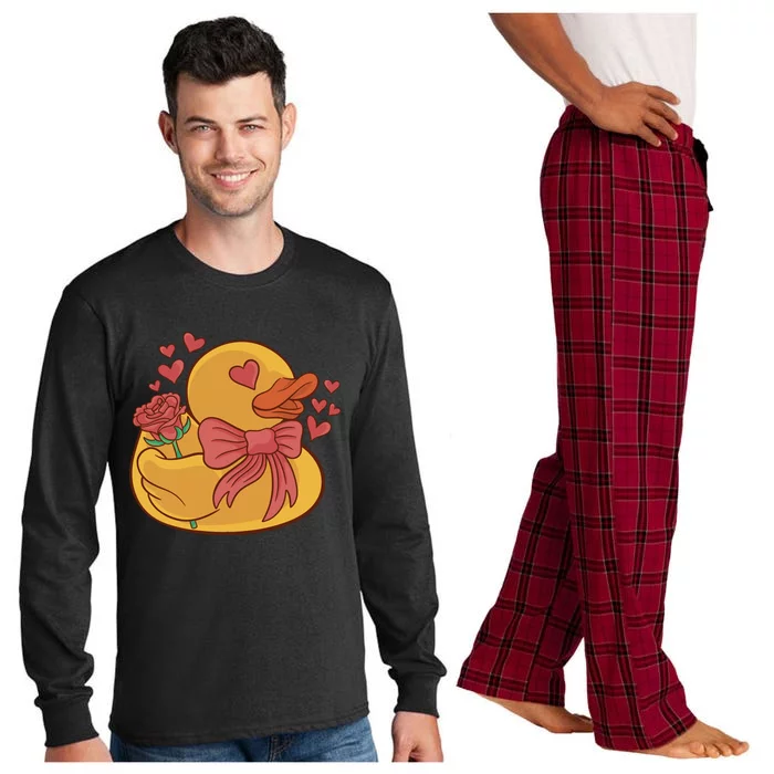 Rubber Duck Valentines Day Rose Cute Long Sleeve Pajama Set