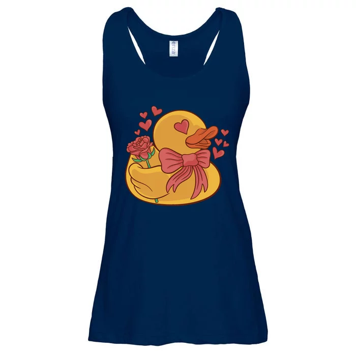 Rubber Duck Valentines Day Rose Cute Ladies Essential Flowy Tank