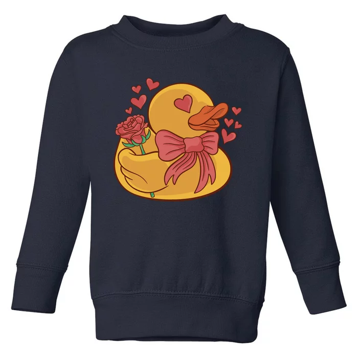 Rubber Duck Valentines Day Rose Cute Toddler Sweatshirt