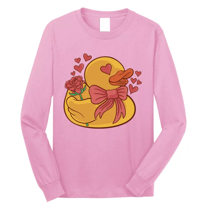 Rubber Duck Valentines Day Rose Cute Long Sleeve Shirt