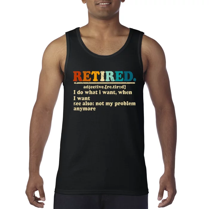 Retired Definition Vintage Hilarious Retirement Tank Top