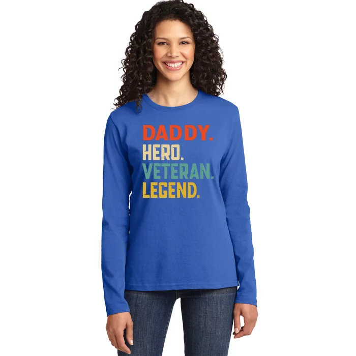 Retro Daddy Veteran Legend Gift Ladies Long Sleeve Shirt