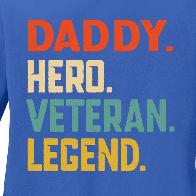 Retro Daddy Veteran Legend Gift Ladies Long Sleeve Shirt