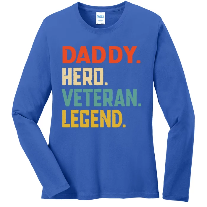 Retro Daddy Veteran Legend Gift Ladies Long Sleeve Shirt