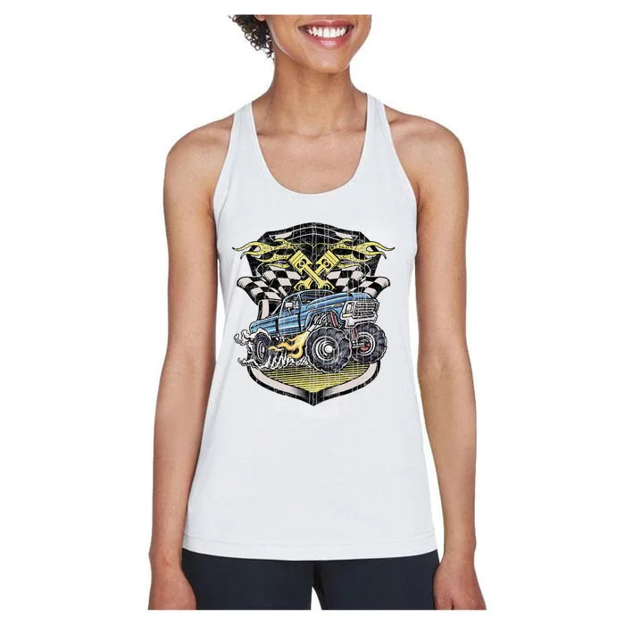 Retro Distressed Vintage Monster Truck Women's Racerback Tank