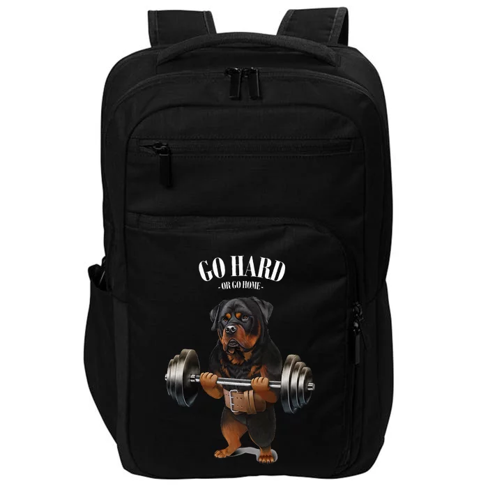 Rottweiler Dog Weightlifting In Fitness Gym Impact Tech Backpack