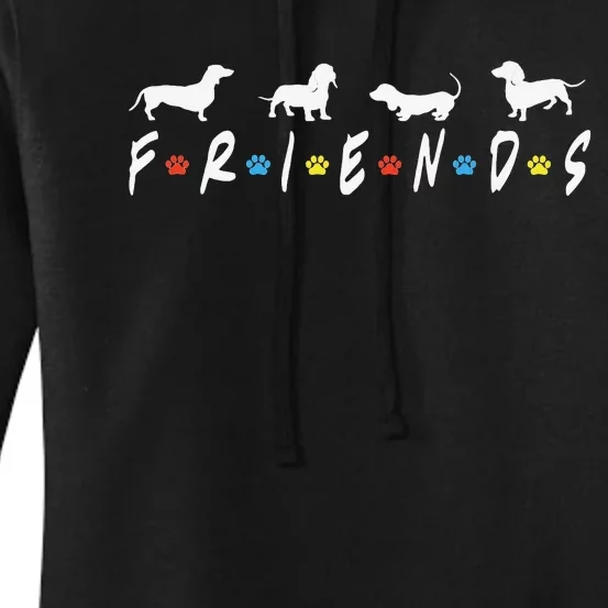 Retro Doxie Weiner Dog Friends Tee Funny Dachshund Lover Women's Pullover Hoodie