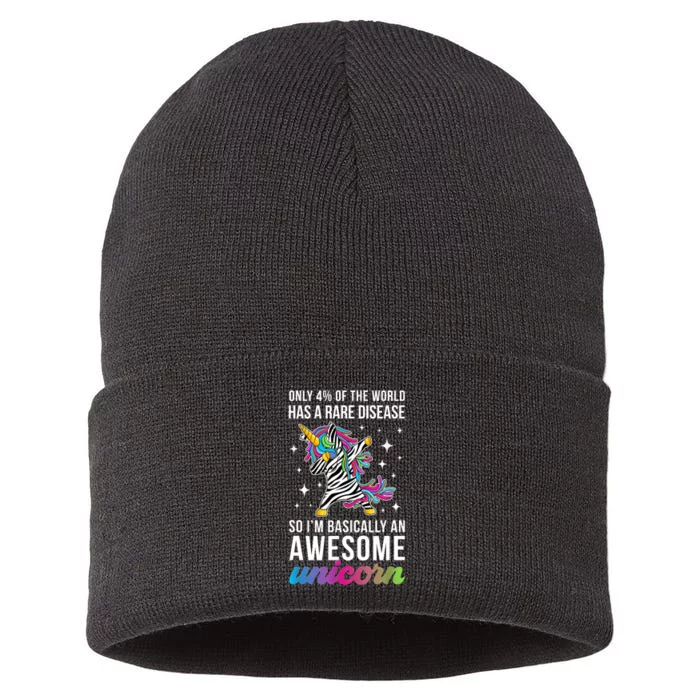 Rare Disease Warrior Unicorn Rare Disease Awareness Sustainable Knit Beanie