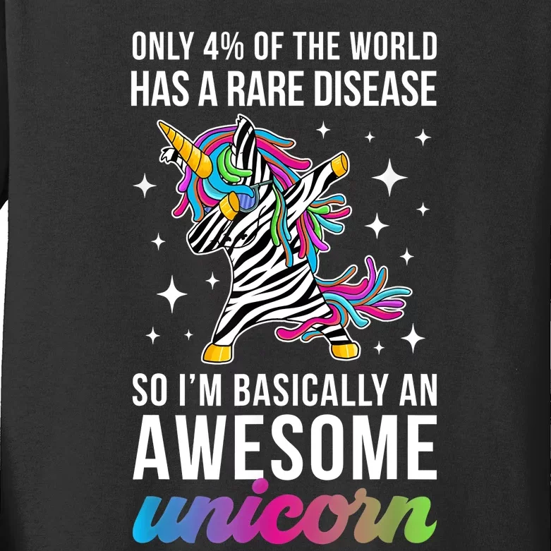 Rare Disease Warrior Unicorn Rare Disease Awareness Kids Long Sleeve Shirt