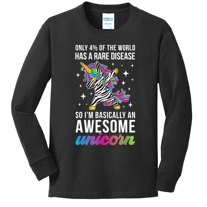 Rare Disease Warrior Unicorn Rare Disease Awareness Kids Long Sleeve Shirt