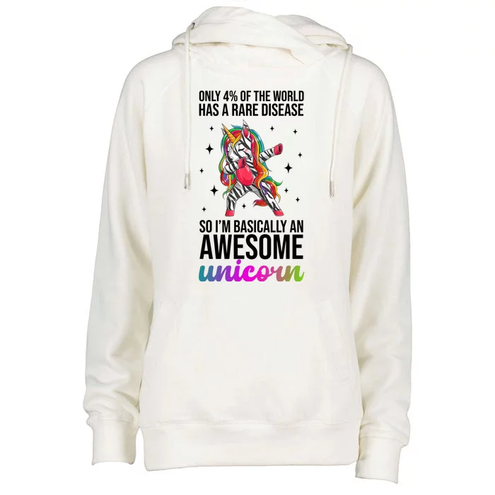 Rare Disease Warrior Unicorn Awareness Womens Funnel Neck Pullover Hood