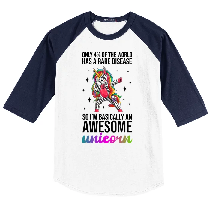 Rare Disease Warrior Unicorn Awareness Baseball Sleeve Shirt