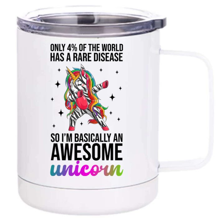 Rare Disease Warrior Unicorn Awareness Front & Back 12oz Stainless Steel Tumbler Cup