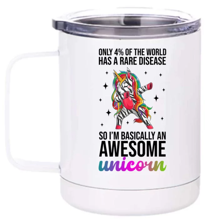 Rare Disease Warrior Unicorn Awareness Front & Back 12oz Stainless Steel Tumbler Cup