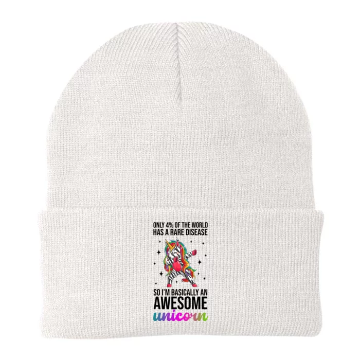 Rare Disease Warrior Unicorn Awareness Knit Cap Winter Beanie