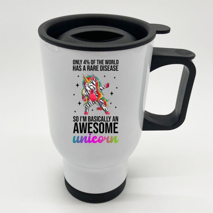 Rare Disease Warrior Unicorn Awareness Front & Back Stainless Steel Travel Mug