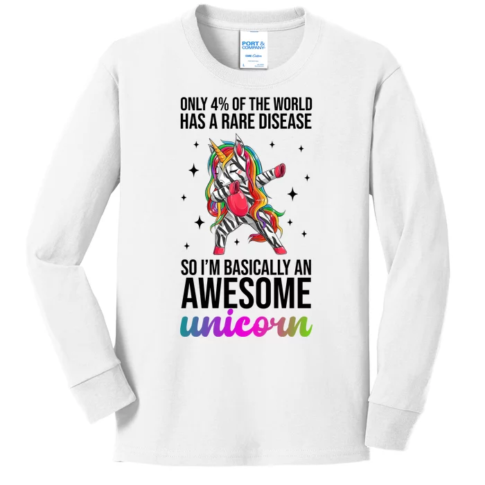 Rare Disease Warrior Unicorn Awareness Kids Long Sleeve Shirt