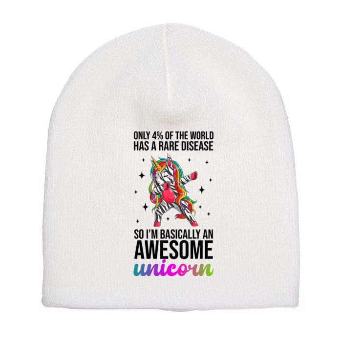 Rare Disease Warrior Unicorn Awareness Short Acrylic Beanie